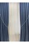 Double Breasted Fastening Device Rope Cord Backdrop Curtain Cornice Tactical Petrol Blue&cream - 3