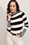 15812 Turtleneck Striped Sweater - Black - 2