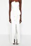 Ecru Lined Woven Wedding/Nikah Long Evening Dress TPRSS23AE00005 - 4