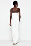 Ecru Lined Woven Wedding/Nikah Long Evening Dress TPRSS23AE00005 - 6