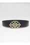 100% Genuine Leather Gold Buckle Pearl Stone Women's Belt