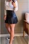 Black Pleated Mini Skirt with Ruffle Trim - 4