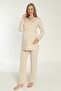 Beige Long Sleeve Maternity and Pregnant Pajamas Set Suitable for Breastfeeding