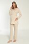 Beige Long Sleeve Maternity and Pregnant Pajamas Set Suitable for Breastfeeding - 2