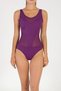 Women's Plain Purple Wide Strap Tulle Detailed Swimsuit - 8