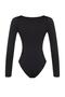 Black V-Neck Cut Out Detailed Long Sleeve High Leg Swimsuit Tbess23Ma00018 - 8