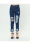 Navy Blue Ripped Mom Jean Women's Jeans - 3