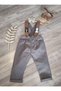 Gray Tan Baby Boy Salopet Teddy Bear Concept 1 Year Old Birthday Outfit - 2