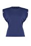Lacivert %100 Pamuk Düğme Detaylı Vatka Görünümlü Basic Bisiklet Yaka Örme T-Shirt TWOSS23TS00016 - 6
