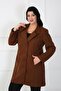 Women's Tan Stamp Large Size Coat - 2