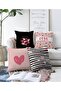 4-Piece Valentine's Day Concept Double Sided Special Design Modern Raschel Knitted Combination Throw Pillow Cover Set