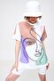 Women's Powder Crew Neck Digital Printed Side Slit Sweatshirt MDA-1106