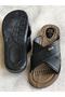 12598 Black Men's Comfortable Soft Orthopedic Sole Leather Model House Slippers - 3