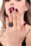 Women's Anthracite Lacquer Plated Adjustable Wildflower Ring - 3
