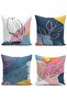 Set of 4 Colorful Bohemian Leaf Drawing Special Design Modern Pillow Throw Pillow Covers