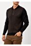 Men's Polo Collar Pocket Detailed Wool Sweater 3000 Black - 3