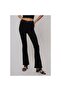 High Waist Flared Leg Jeans Black Lycra Stretchy Denim Trousers - 3