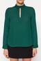 Emerald Green High Collar Woven Blouse TWOAW20BZ0461 - 4