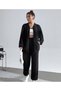 Oversize Hooded Zippered Black Sweatshirt Tracksuit Set