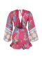 Floral Patterned Woven Ruffled 100% Cotton Beach Mini Dress TBESS23EL00030 - 8
