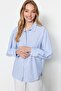 Blue Striped Oversize / Wide Fit Woven Shirt TWOSS23GO00144 - 11