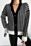 سترة نسائية محبوكة ذات مقاس قياسي بنقشة Houndstooth