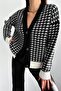 سترة نسائية محبوكة ذات مقاس قياسي بنقشة Houndstooth - 4