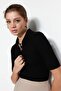 Siyah Basic Polo Yaka T-Shirt Görünümlü İnce Bluz TWOSS20BZ0112 - 4