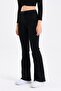 High Waist Black Flared Leg Jeans Lycra Flexible Denim Trousers - 3