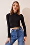 Women's Black and White 2 Pack Ribbed Turtleneck Crop Knitted Blouse GT00214 - 6