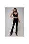 High Waist Flared Leg Jeans Black Lycra Stretchy Denim Trousers