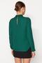 Emerald Green High Collar Woven Blouse TWOAW20BZ0461 - 5