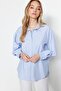 Blue Striped Oversize / Wide Fit Woven Shirt TWOSS23GO00144 - 10