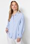 Blue Striped Oversize / Wide Fit Woven Shirt TWOSS23GO00144 - 12