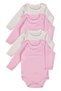 Baby Girl Long Sleeve Snap-on Bodysuit Flexible Fabric 0-3/3 Years Old Pink and Cream 4 Pieces