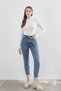High Waist Blue Mom Jeans Lycra Stretchy Jeans - 4