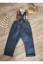 Dark Blue Tan Teddy Bear Concept Baby Boy Salopette Birthday Outfit 1 Year Old Cake Blast - 3
