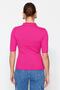 Fuşya Basic Polo Yaka T-Shirt Görünümlü İnce Bluz TWOSS20BZ0112 - 9