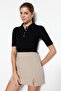 Siyah Basic Polo Yaka T-Shirt Görünümlü İnce Bluz TWOSS20BZ0112 - 2