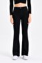 High Waist Black Flared Leg Jeans Lycra Flexible Denim Trousers - 2