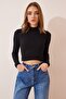 Women's Black and White 2 Pack Ribbed Turtleneck Crop Knitted Blouse GT00214 - 4