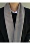 Beige Patterned Men's Shawl, Patterned Men's Scarf, Winter Scarf, Long Scarf, Men's Gift - 4