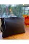 Women's Zippered Lined Leather Portfolio Clutch Hand / Makeup Bag Organizer
