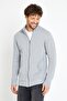 Brüksel Light Gray Zippered Knitwear Sweater Cardigan with Pockets - 4
