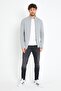 Brüksel Light Gray Zippered Knitwear Sweater Cardigan with Pockets - 5