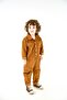 Camel Velvet Collared Jumpsuit with 3 Pockets - 3