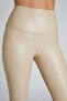 Women's High Waist Leather Beige Tights - 4