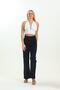 Women's Elastic Waist Wide Leg Non-Fading Black Jeans Pants Black - 2