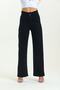 Women's Elastic Waist Wide Leg Non-Fading Black Jeans Pants Black - 3
