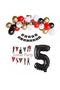 5 Year Old Pirate Themed Balloon Set - Red - Black - Gold - White Balloon Pirate Banner - Black Figure